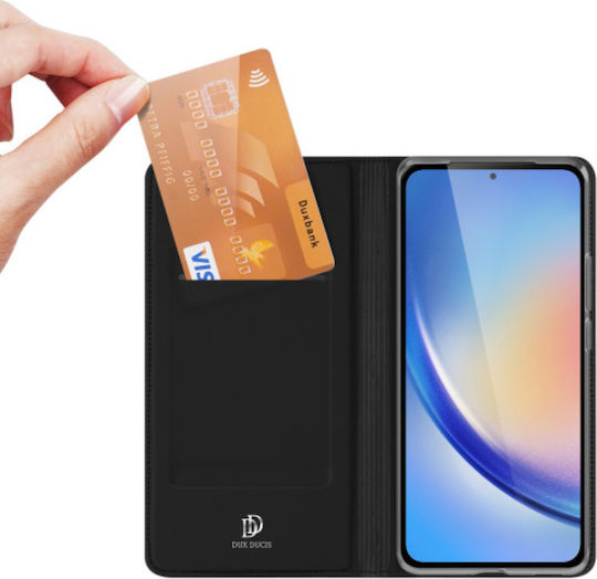 Dux Ducis Skin Pro Buchen Sie Synthetisches Leder / Leder Schwarz (Samsung A35 5G)