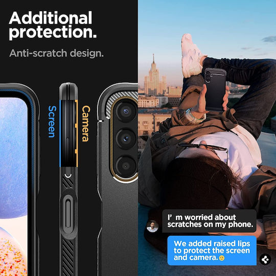 Spigen Rugged Armor Back Cover Plastic 2mm Matte Black (Galaxy A14)