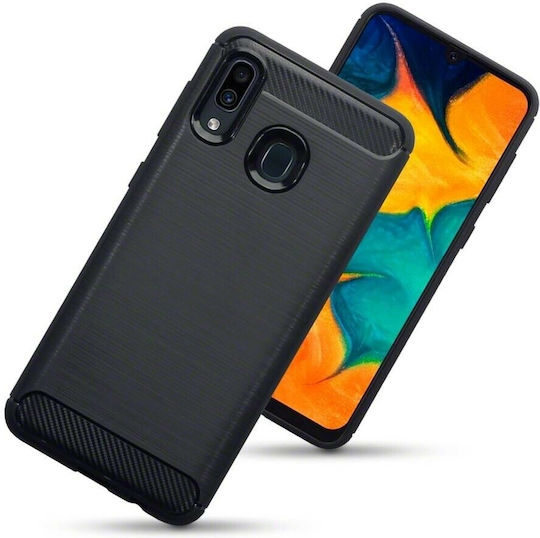 Terrapin Carbon Fibre Back Cover Σιλικόνης Μαύρο (Galaxy A30)