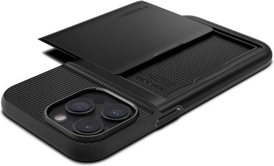 Spigen Slim Armor CS Umschlag Rückseite Silikon / Kunststoff 2mm mit Kartenhalter Schwarz (iPhone 15 Pro)