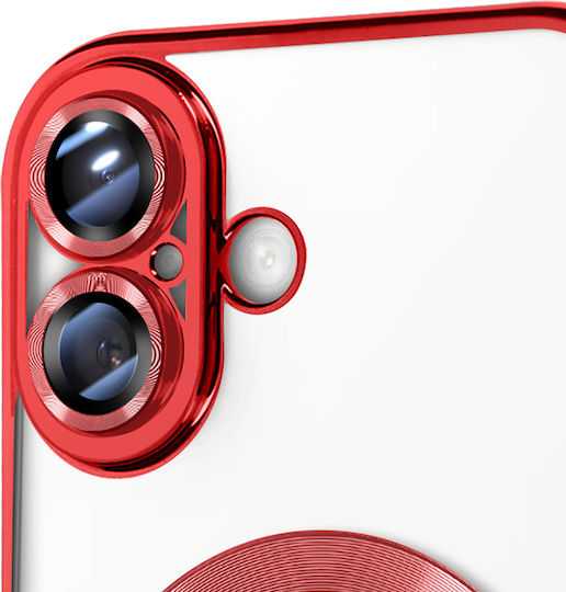 Avizar Case Magsafe Iphone 16 Plus Silicone Contour Chrome Red
