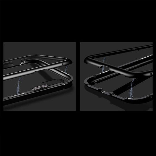 Detachable Metal Frame Umschlag Rückseite Gehärtetes Glas Schwarz (Galaxy S9)