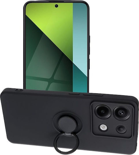 Ring Back Cover Σιλικόνης / Πλαστικό Μαύρο (Redmi Note 13 4G)