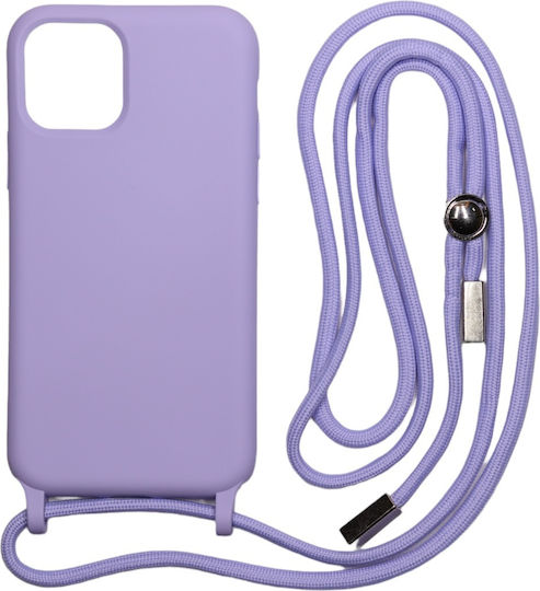 Liquid Back Cover Σιλικόνης με Λουράκι Λιλά (iPhone 11)