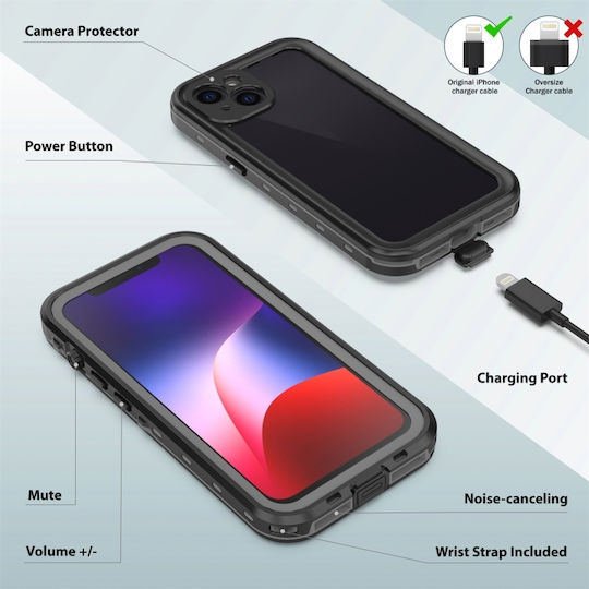 Redpepper Dot 360 Full Cover Plastic Waterproof Black (iPhone 13)