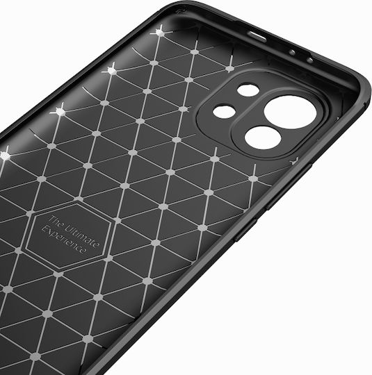 Carbon Fiber Brushed Back Cover Silicon Negru (Xiaomi Mi 11)