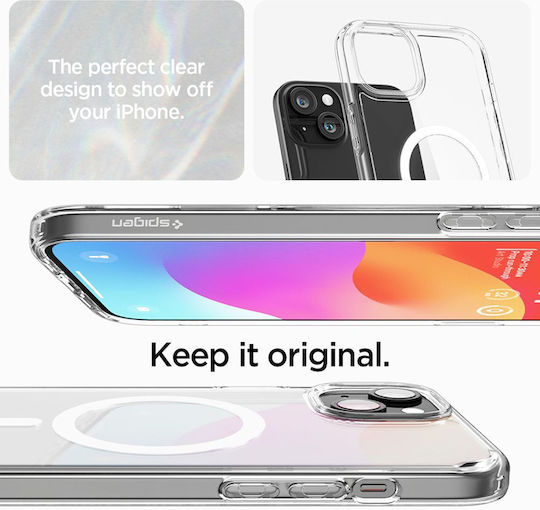 Spigen Ultra Hybrid MagFit Back Cover Plastic 2mm Alb (iPhone 15 Plus / 16 Plus)