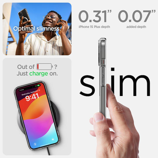 Spigen Ultra Hybrid MagFit Back Cover Plastic 2mm Alb (iPhone 15 Plus / 16 Plus)