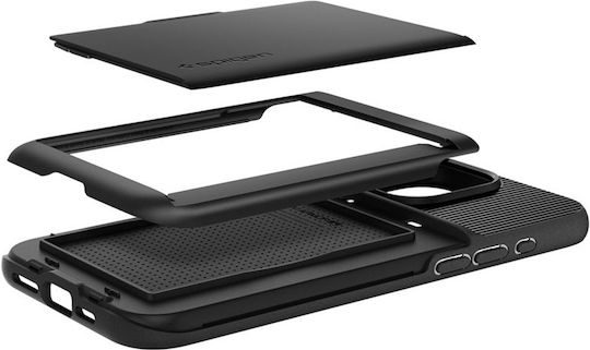 Spigen Slim Armor CS Umschlag Rückseite Silikon / Kunststoff 2mm mit Kartenhalter Schwarz (iPhone 15 Pro Max)