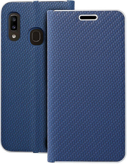 Forcell Luna Carbon Книга Изкуствена кожа Син (Galaxy A20e)