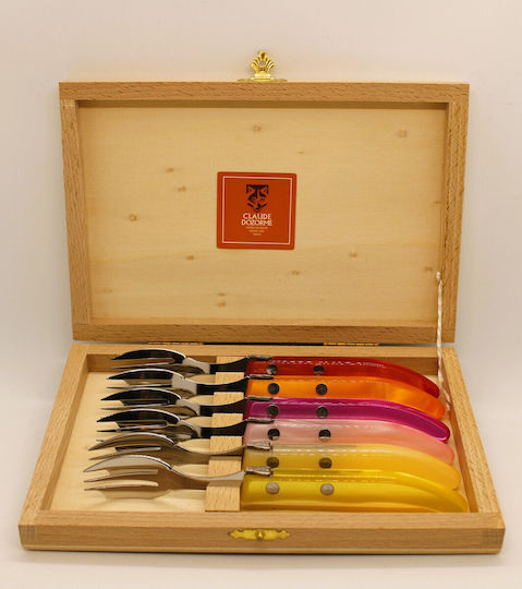 Claude Dozorme Laguiole Set Gabeln Obst/Dessert Edelstahl Rouge Orange 6Stück