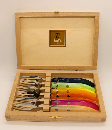 Claude Dozorme Laguiole Set de Furculițe Fructe/Desert Inoxidabile Arc En Ciel 6buc