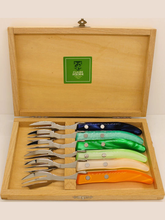 Claude Dozorme Laguiole Set de Furculițe Fructe/Desert Inoxidabile Blue Green 6buc