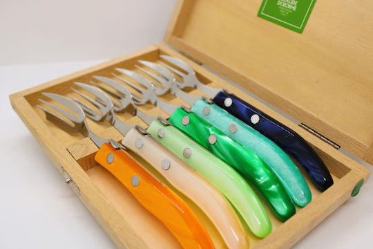 Claude Dozorme Laguiole Set de Furculițe Fructe/Desert Inoxidabile Blue Green 6buc