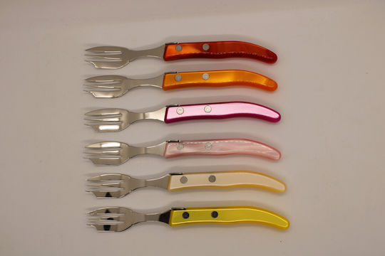 Claude Dozorme Laguiole Set Gabeln Obst/Dessert Edelstahl Rouge Orange 6Stück