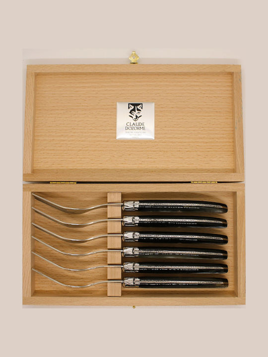 Claude Dozorme Laguiole Set of Forks Table Black 6pcs