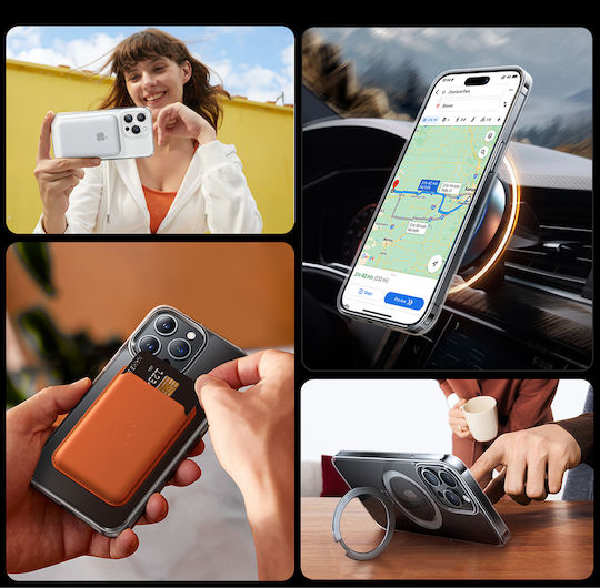 Torras Upro Ostand Clear Umschlag Rückseite Gehärtetes Glas Magnetisch Transparent (iPhone 15 Pro)