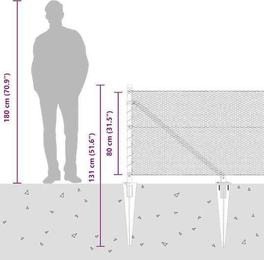 vidaXL vidaXL Drahtzaun Stacheldraht Grau 0,8x50m