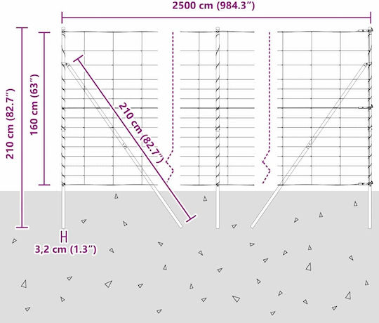 vidaXL Verzinkter Drahtzaun Satz Silber 1,6x25m