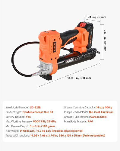 Vevor Kit Electric Grease Gun with Case