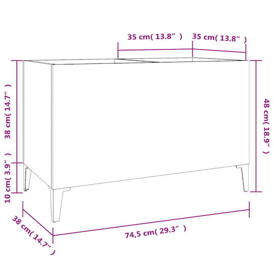 vidaXL Έπιπλο Δίσκων Hi-Fi Furniture Black with Black Feet 74.5x48x38cm