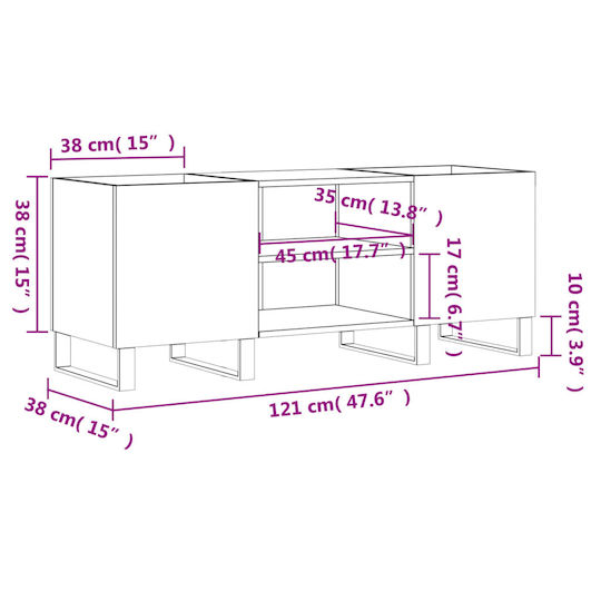 vidaXL Glänzend Hi-Fi Möbel Weiß 38x121x48cm