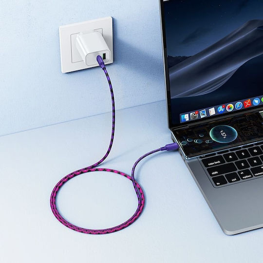 Regular USB 2.0 Cablu USB-C bărbătesc - USB-C 60W Violet 1m
