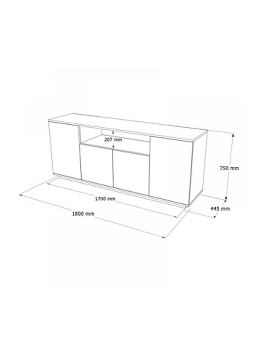 Μπουφές Viana Atlantic Pine/anthracite 180x44.5x75cm