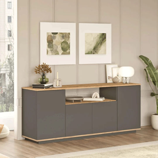 Μπουφές Viana από Ξύλο Atlantic Pine/ανθρακί 180x44.5x75cm