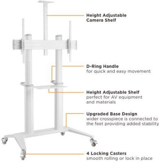 Blackmount BM-T150WHITE Suport TV de perete până la 120" și 140kg Alb