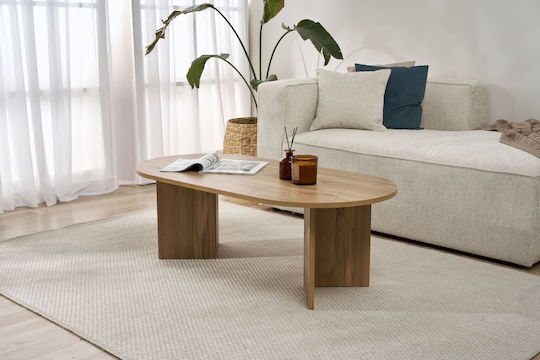 Οβάλ Κεντρικό Τραπεζάκι Sable Ξύλινο Καφέ Μ119xΠ60xΥ40εκ.