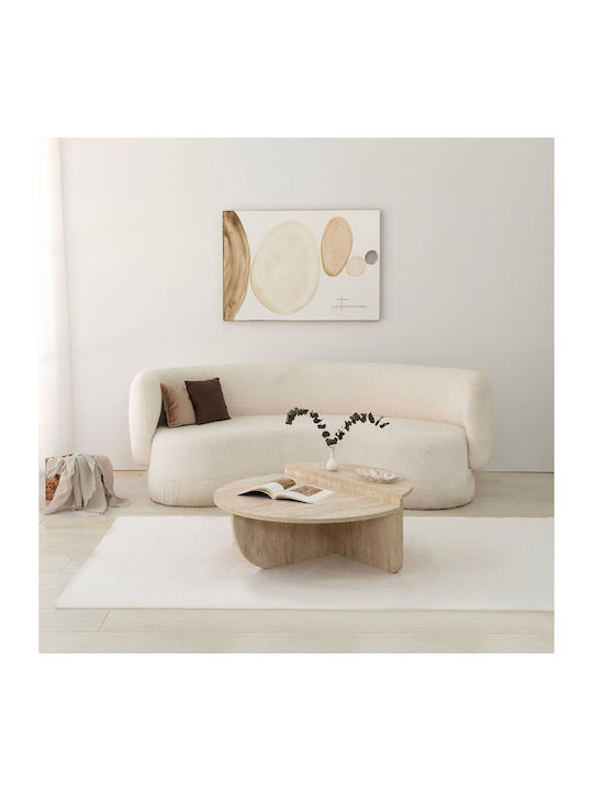 Round Central Coffee Table Podium Made of Solid Brown Wood W90xL90xH35cm