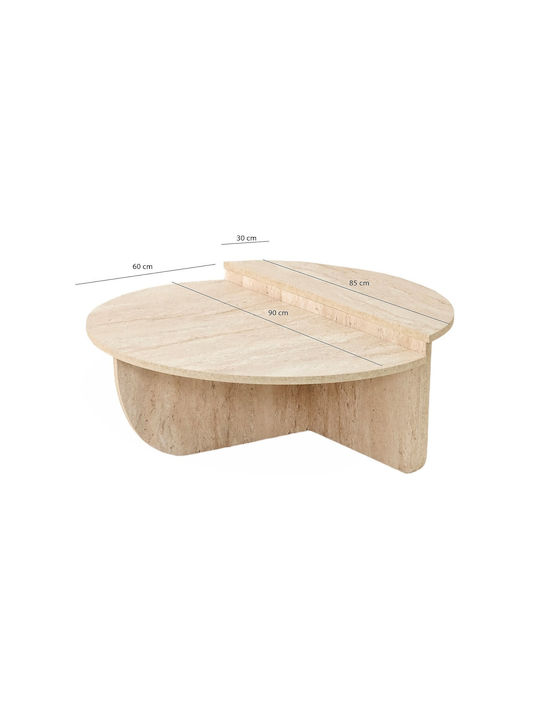 Round Central Coffee Table Podium Made of Solid Brown Wood W90xL90xH35cm