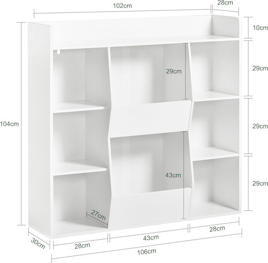 Bibliotecă Perete Lemn Alb 106x30x104cm