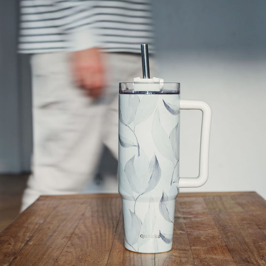 Quokka Handled Tumbler Glass / Stainless Steel BPA Free 950ml Multicolour with Handle and Straw