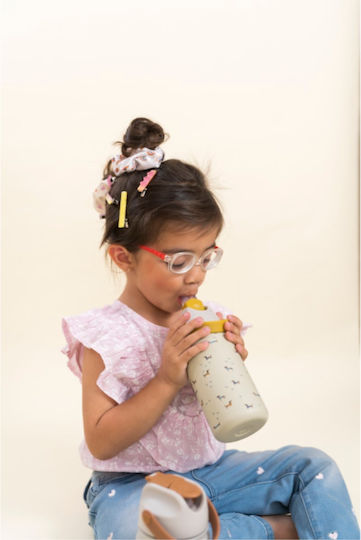 The Cotton Cloud Kids Water Bottle Thermos Stainless Steel with Straw Blue