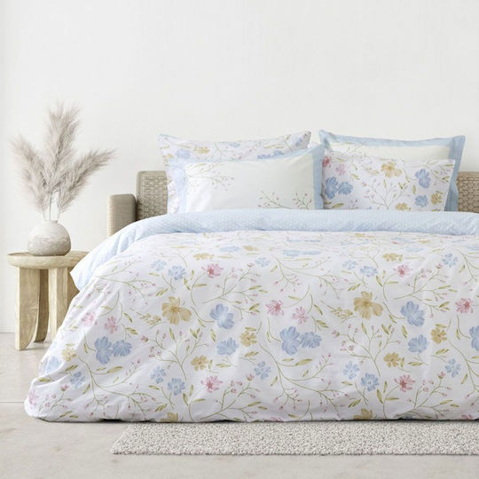 Nima Bettwäsche-Set Einzel mit Gummiband 100x200+32cm. Belleza White, Light Blue, Pink 3Stück