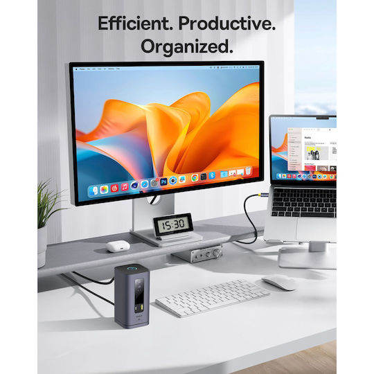 Baseus Spacemate 11in1 USB-C Docking Station with HDMI/DisplayPort 4K PD Ethernet and Support for 4 Monitors Gray
