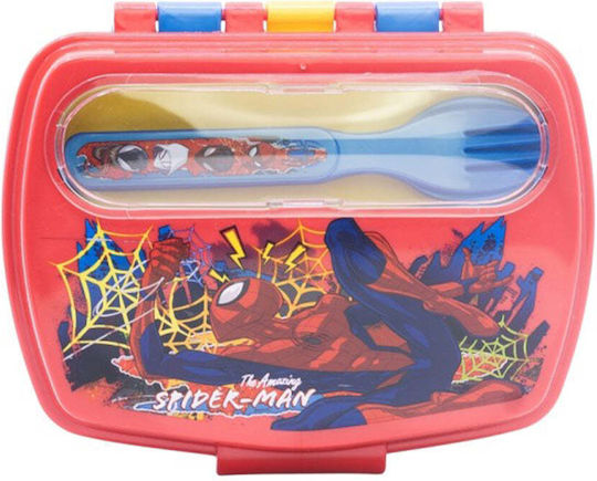Funny Πλαστικό Παιδικό Δοχείο Φαγητού Spiderman Κόκκινο
