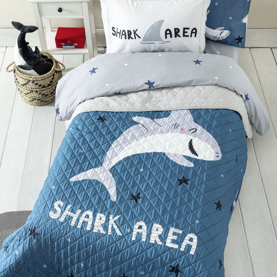 Nima Kids Quilt Single Shark Area Blue 160x220cm