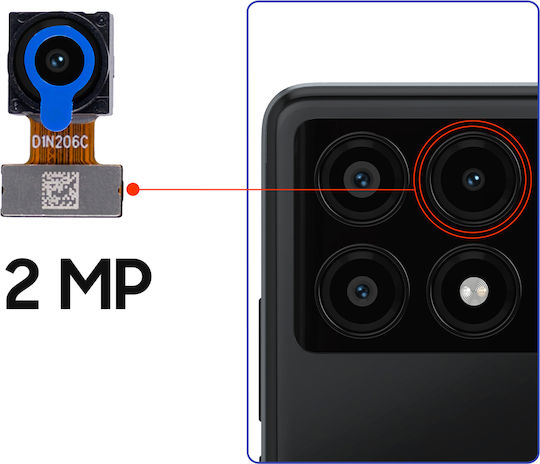 Clappio Rückseitiges Makroobjektiv 2MP Xiaomi Poco X6 Pro Schwarz Blau