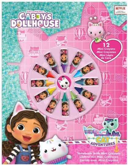 Caiet Gabbys Dollhouse + Set de 12 creioane mini