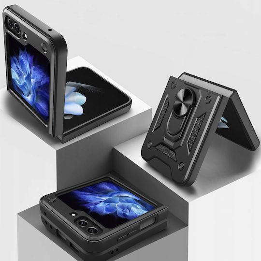 Hurtel Hybrid 360 Full Cover Tempered Glass Μαύρο (Galaxy Z Flip)