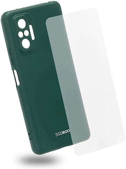 Egoboo Back Cover Σιλικόνης Σετ με Τζαμάκι Pine Green (Redmi Note 10 / 10s / Poco M5s)