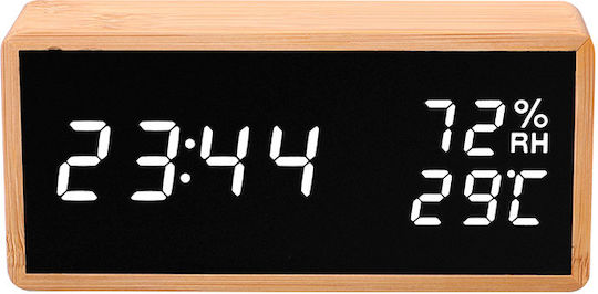 Life Noble Bamboo Tisch-Digitaluhr mit Wecker & kabellosem Laden 221-0109 Life Noble Bamboo Tisch-Digitaluhr mit Wecker & kabellosem Laden 221-0109
