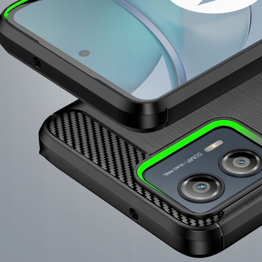 Hurtel Carbon Back Cover Σιλικόνης Μαύρο (Moto G53)
