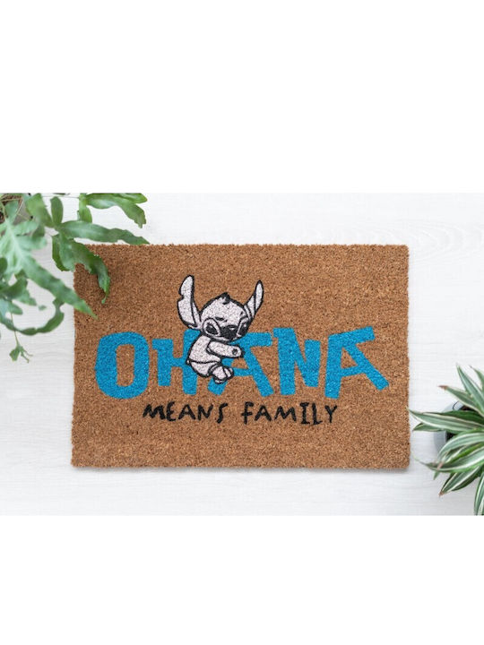 Grupo Erik Doormat Made of Coconut Tree with Non-Slip Backing Disney Lilo & Stitch Ohana Brown 40x60cm