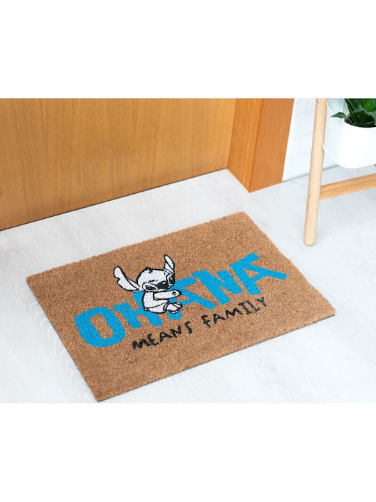 Grupo Erik Doormat Made of Coconut Tree with Non-Slip Backing Disney Lilo & Stitch Ohana Brown 40x60cm