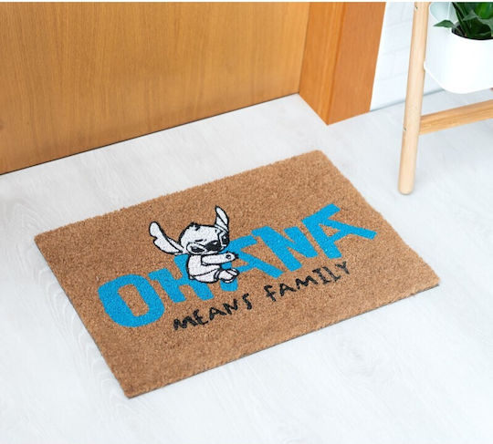 Grupo Erik Eingangsmatte aus Kokosnussbaum mit Rutschfestem Untergrund Disney Lilo & Stitch Ohana Braun 40x60cm