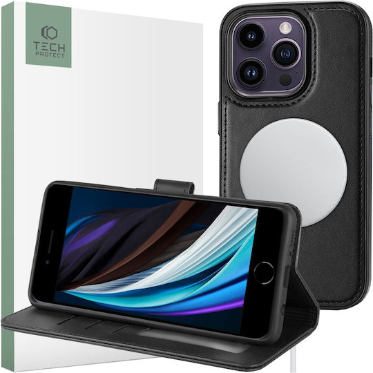 Tech-Protect Wallet Piele artificială / Silicon Negru (iPhone 15 Pro)